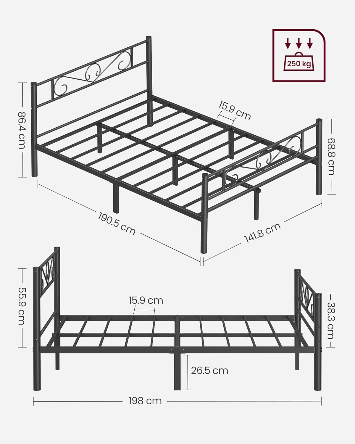 VASAGLE Double Bed Frame