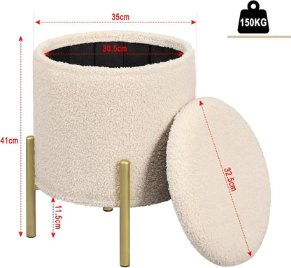 Round Folding Stool with Storage Space