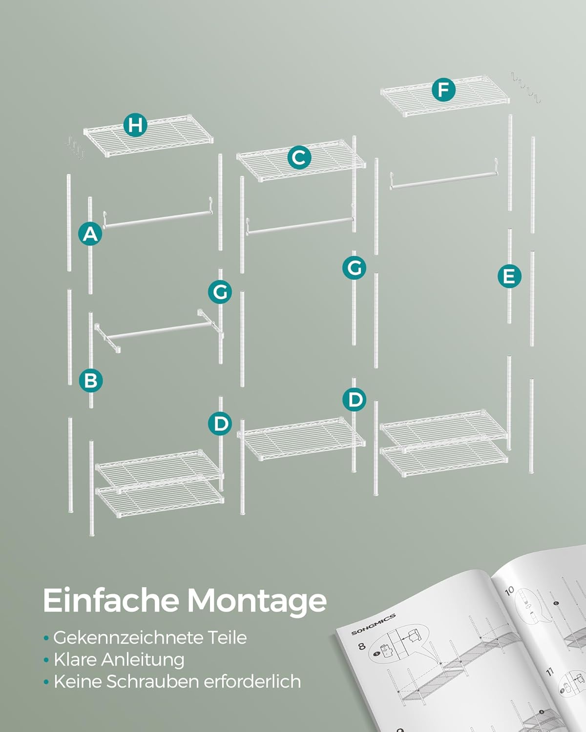 SONGMICS Open Wardrobe Metal Coat Rack LGR431W01