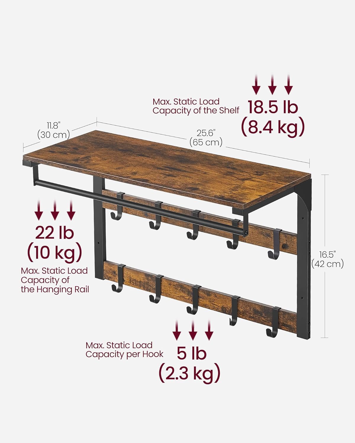 VASAGLE Wall-Mounted Coat Rack