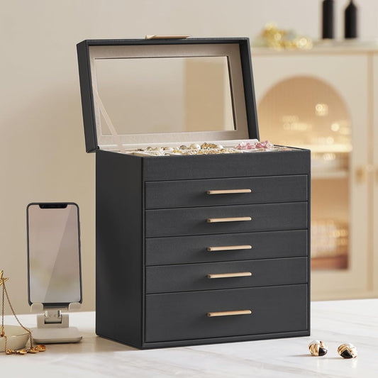 SONGMICS Jewellery Box with Glass Lid jbc171b01