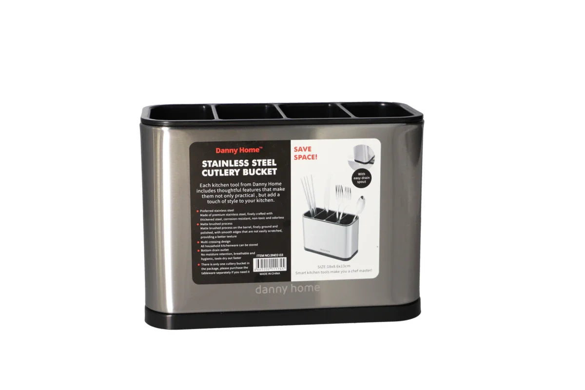 Stainless Steel Cutlery Bucket & Drainer