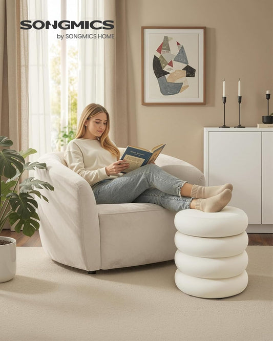 SONGMICS Round Pouffe with Storage (LOM018LH01)