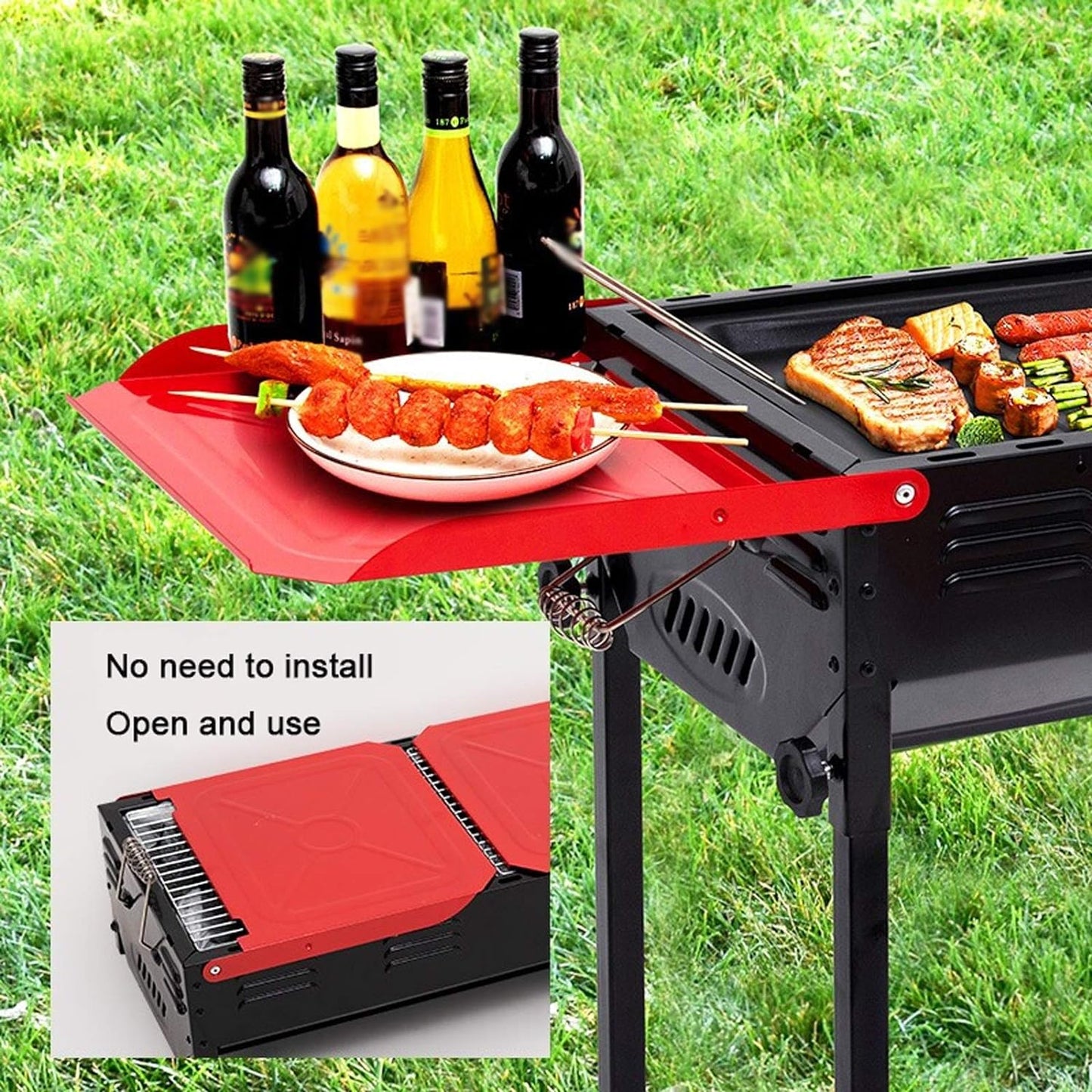 Portable Grill with Side Shelves