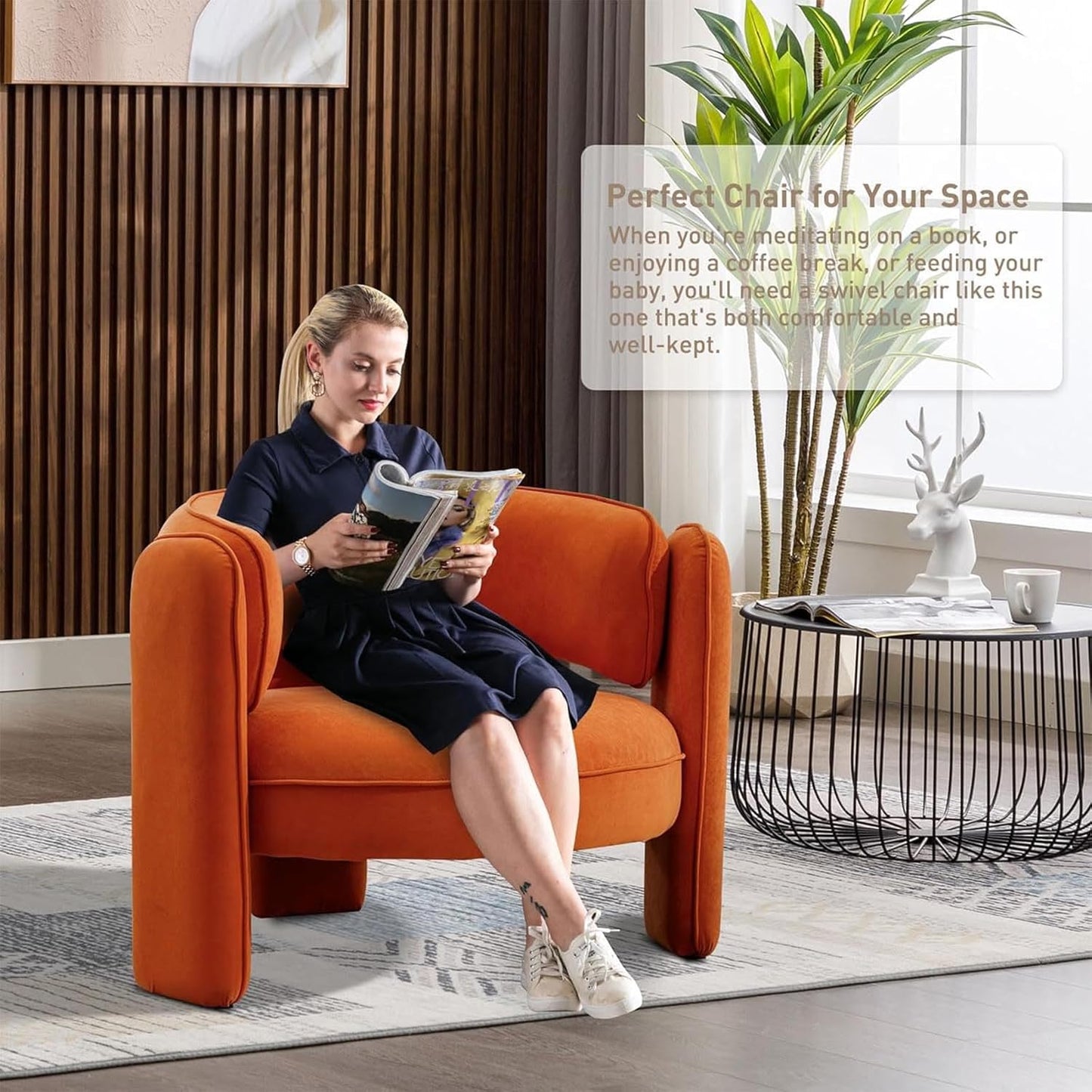 Velvet Accent Barrel Chair