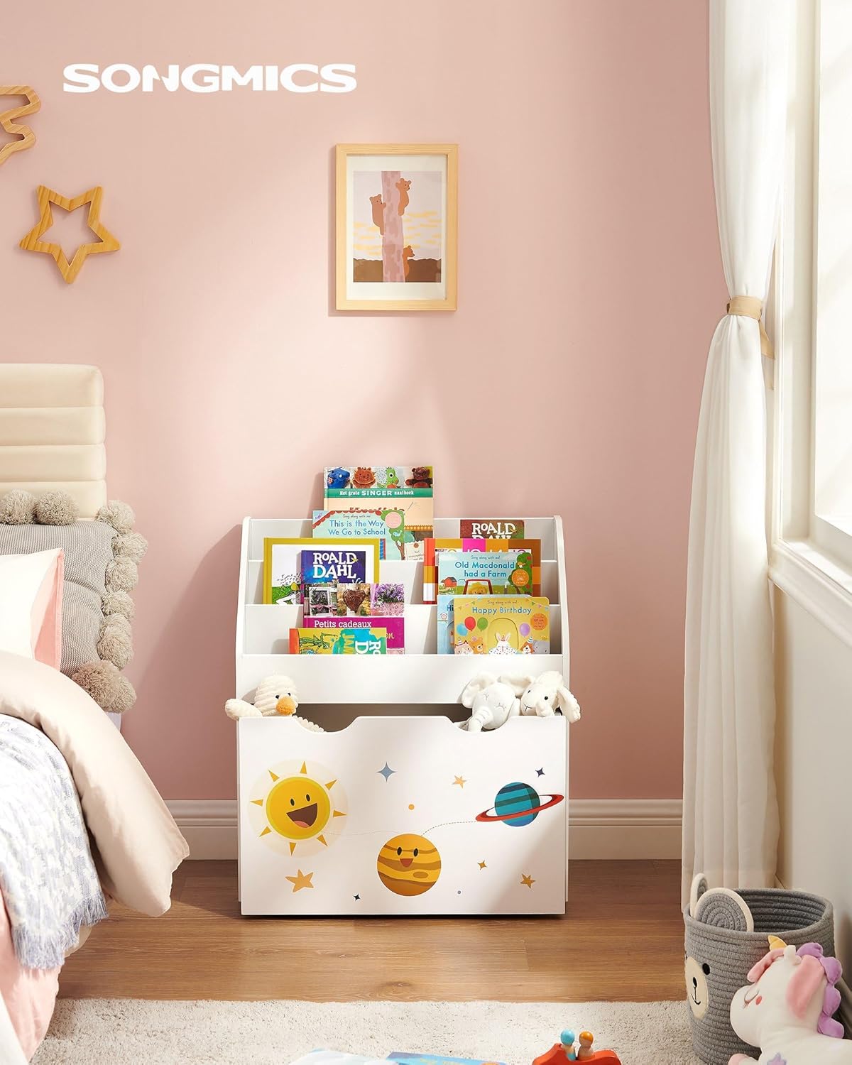 SONGMICS Toy Organiser, Children’s Bookshelf with 3 Shelves