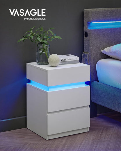 VASAGLE bedside table with LED lighting