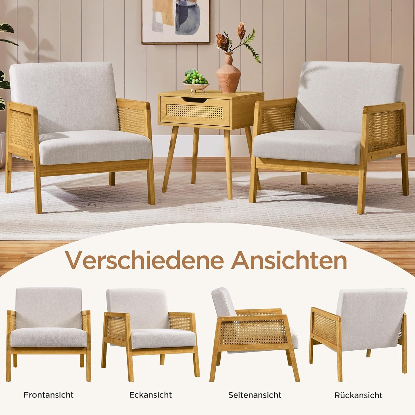 Armchair with armrests with padding