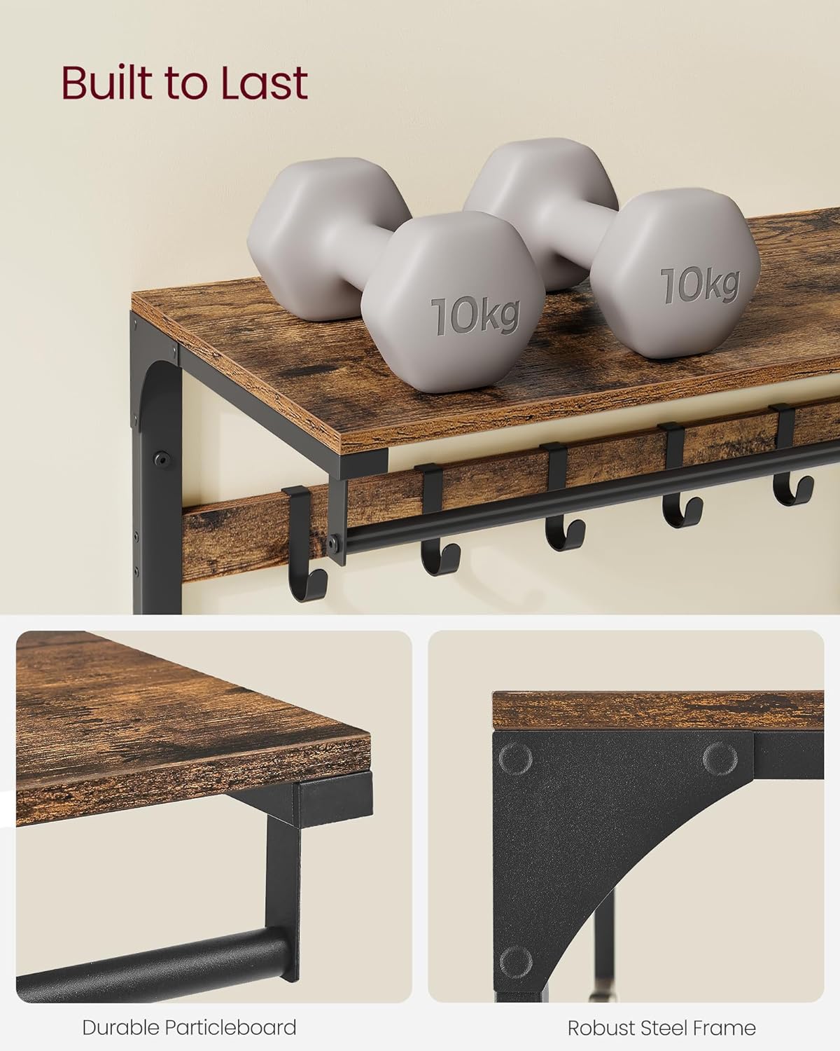 VASAGLE Wall-Mounted Coat Rack