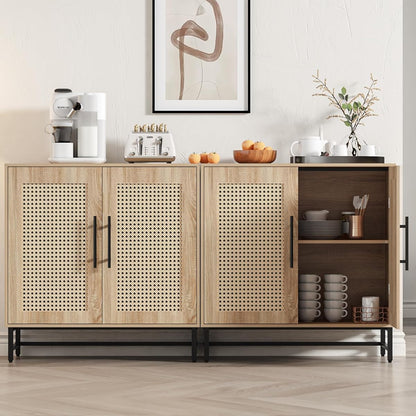 Storage Cabinet with Handmade Natural Rattan Doors