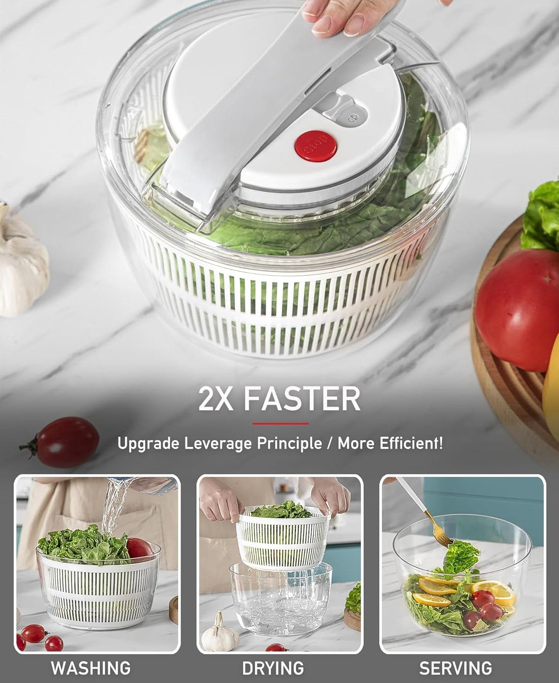 Salad Spinner with Bowl and Colander