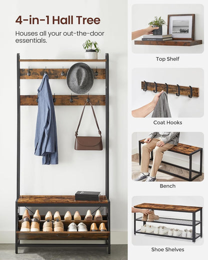 VASAGLE Coat Rack with Shoe Storage