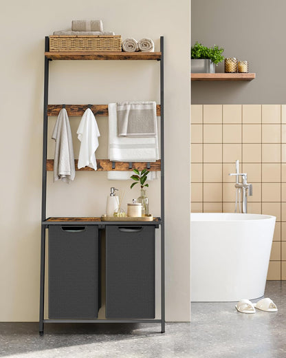 VASAGLE Laundry Basket with Towel Ladder BLH221B01