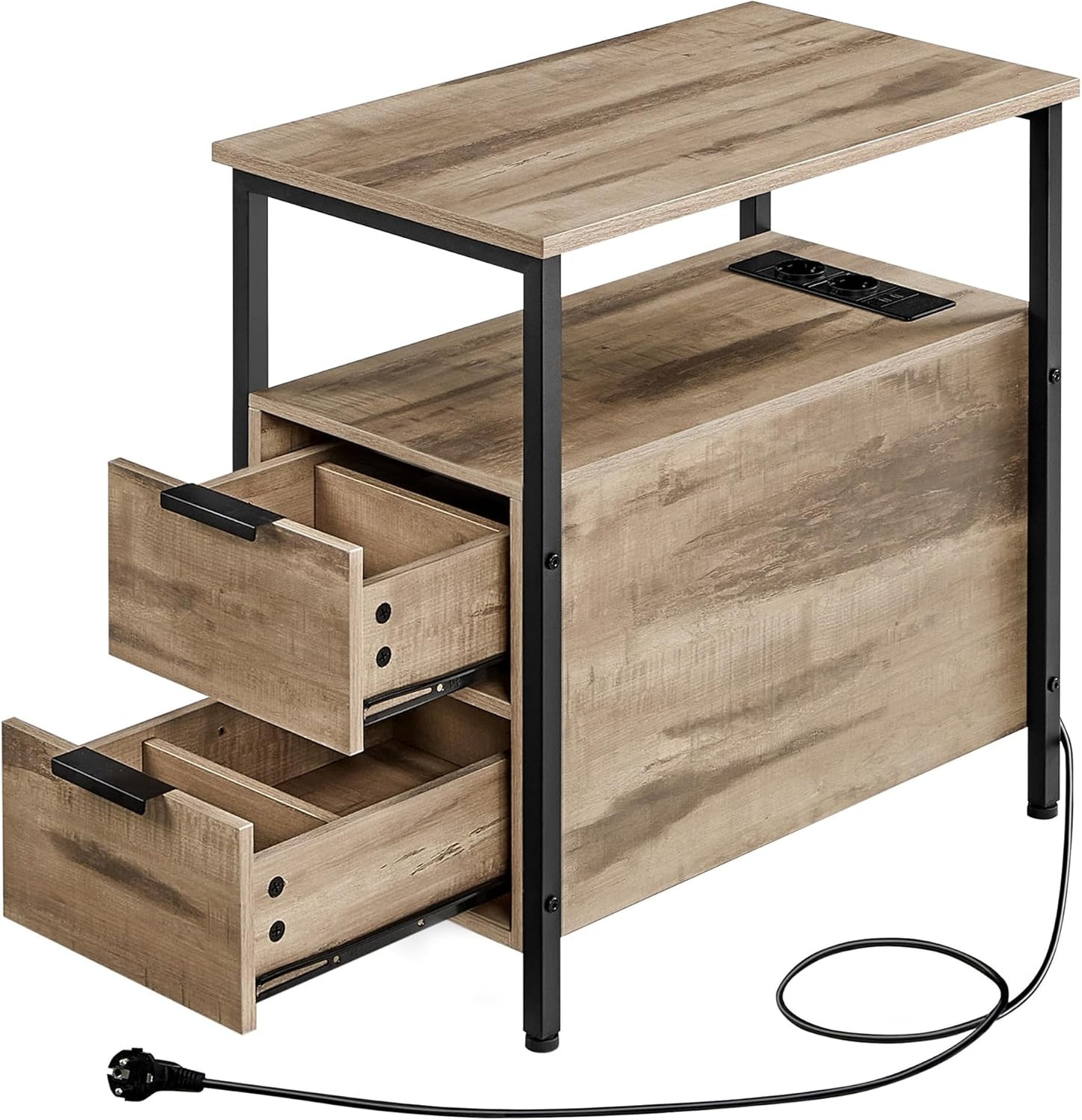 VASAGLE Small and Slim Side Table with 2 Drawers LET325K01