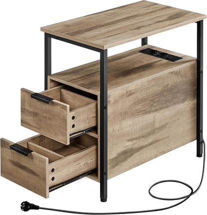 VASAGLE Small and Slim Side Table with 2 Drawers LET325K01