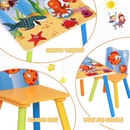 WOLTU Wooden Kids' Children's Table with 2 Chairs (SG003)