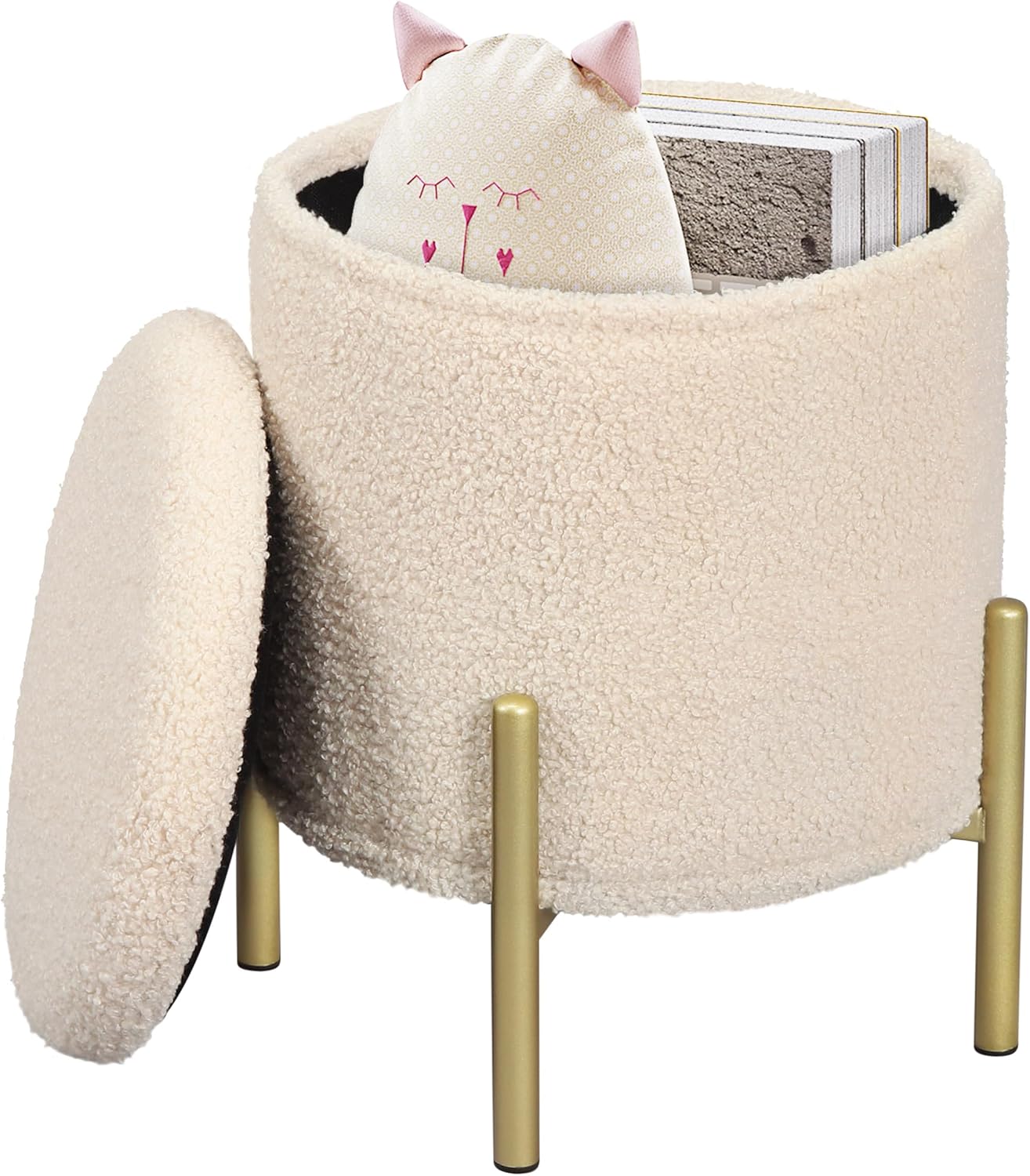 Round Folding Stool with Storage Space