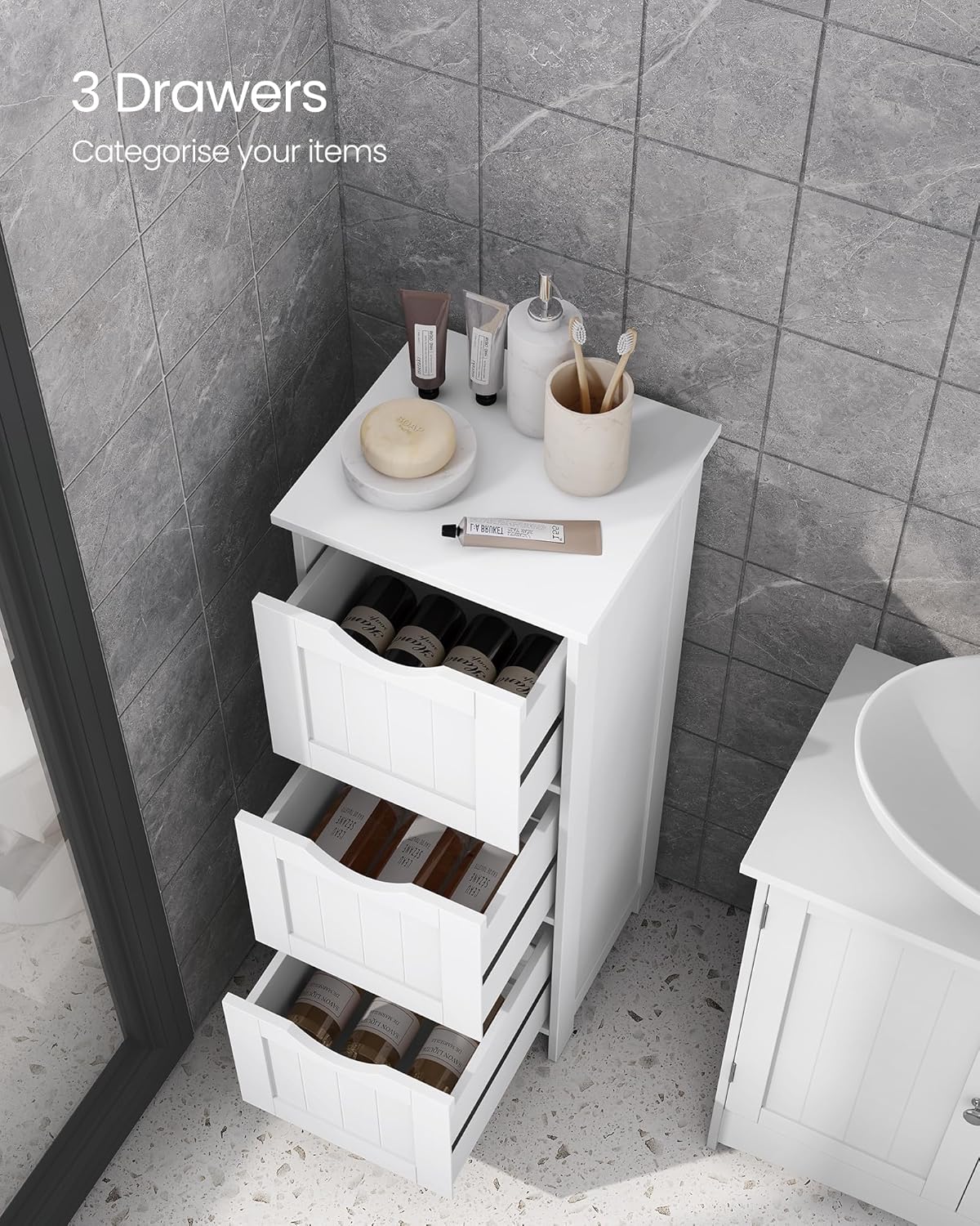 VASAGLE Bathroom Floor Storage Cabinet,