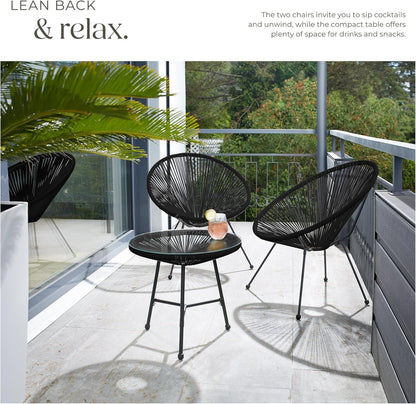 Set of 2 Outdoor Chairs & Glass Coffee Table