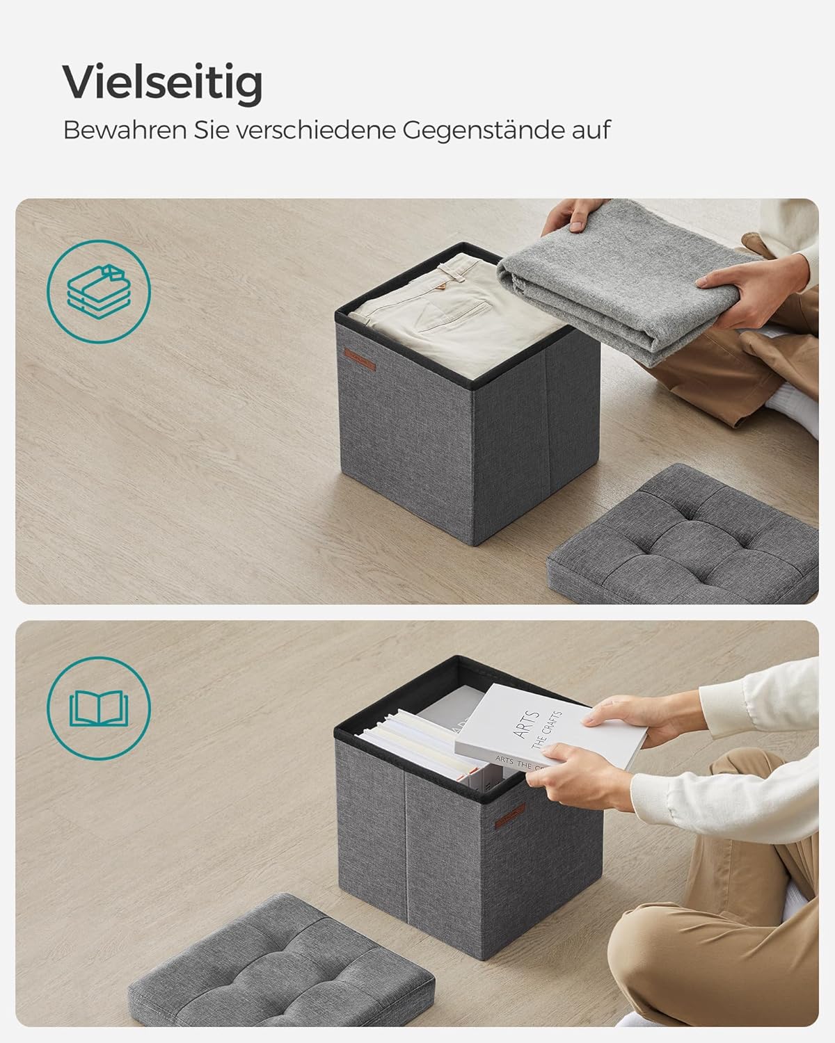 SONGMICS Stool with Storage Space LSF028G22
