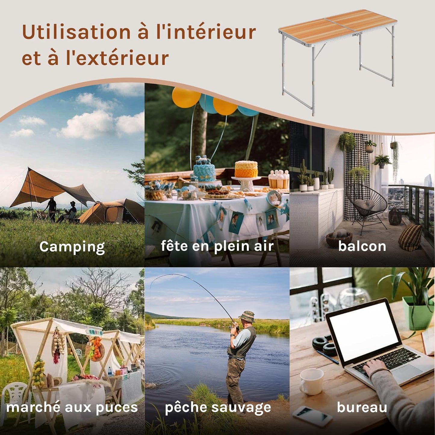 WOLTU Folding Camping Table Garden Table (CPT8122HEI)