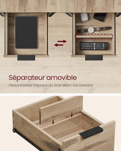 VASAGLE Small and Slim Side Table with 2 Drawers LET325K01