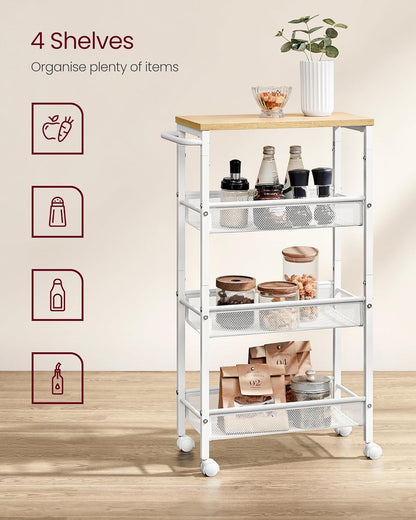 VASAGLE 4-Tier Trolley LRC033W09