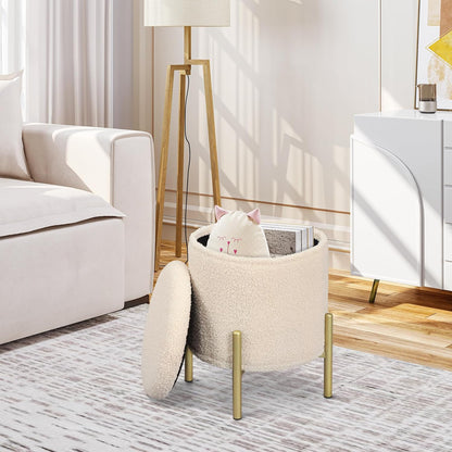 Round Folding Stool with Storage Space