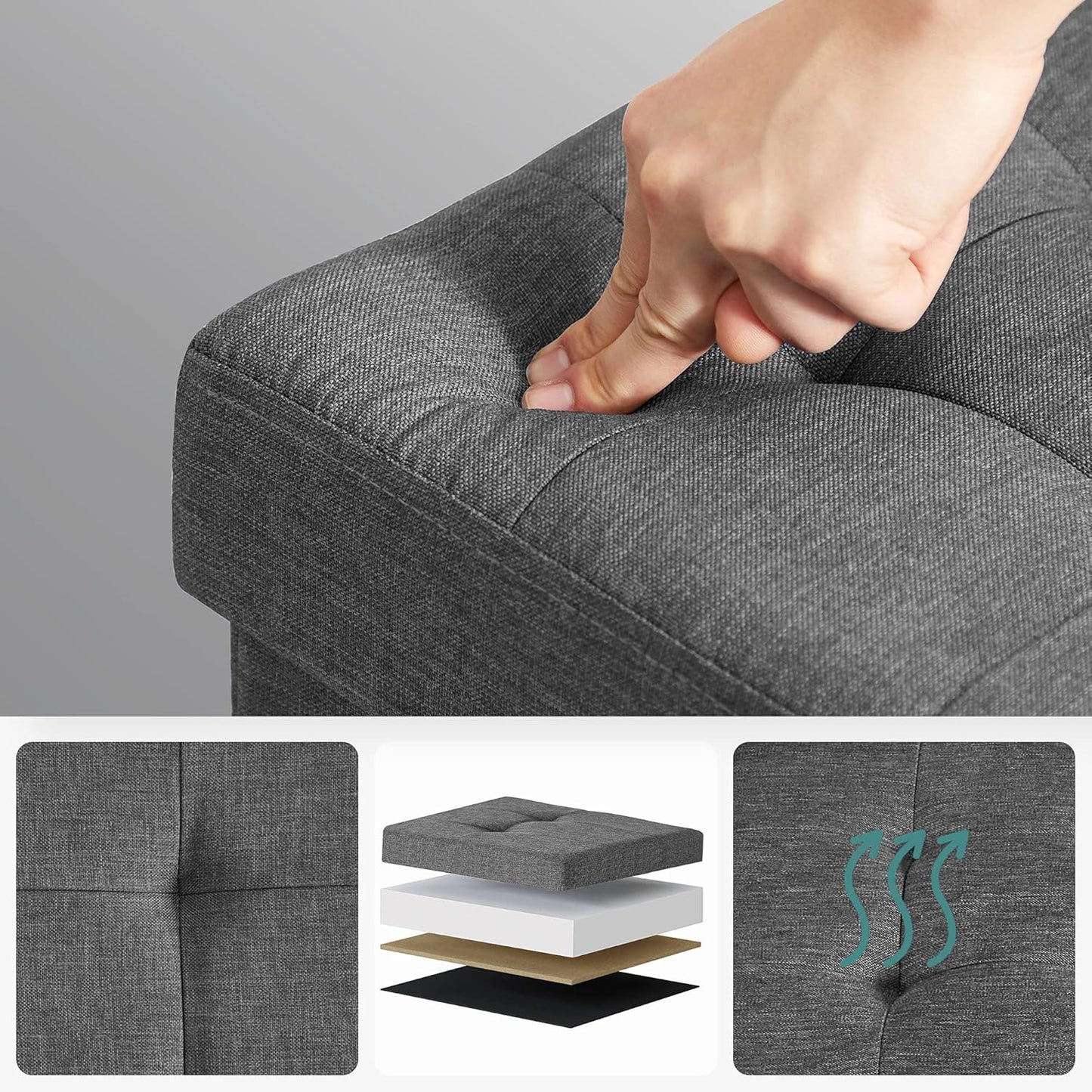 SONGMICS Bedroom Bench with Storage LSF14GYZ