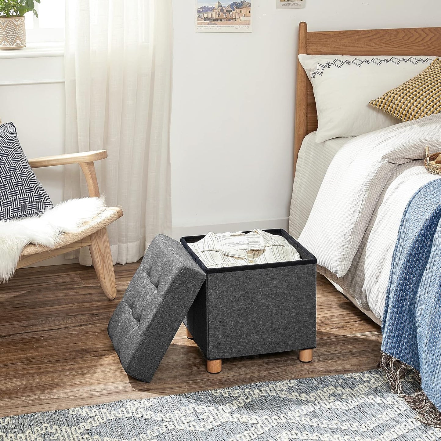 SONGMICS Bedroom Bench with Storage LSF14GYZ