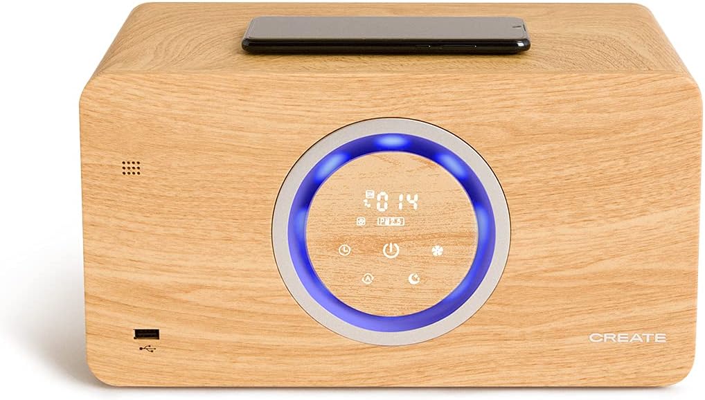 CREATE Air Pure Compact Air Purifier with Bluetooth Speaker and Wireless Charger