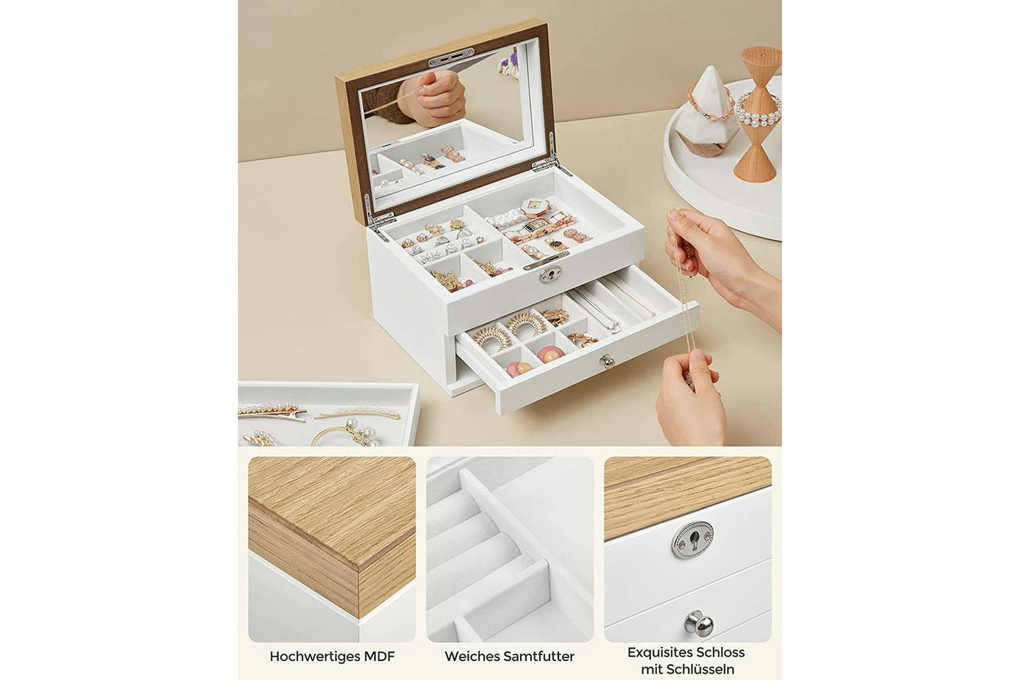 Songmics Wooden Jewelry Box JOW15WNV1