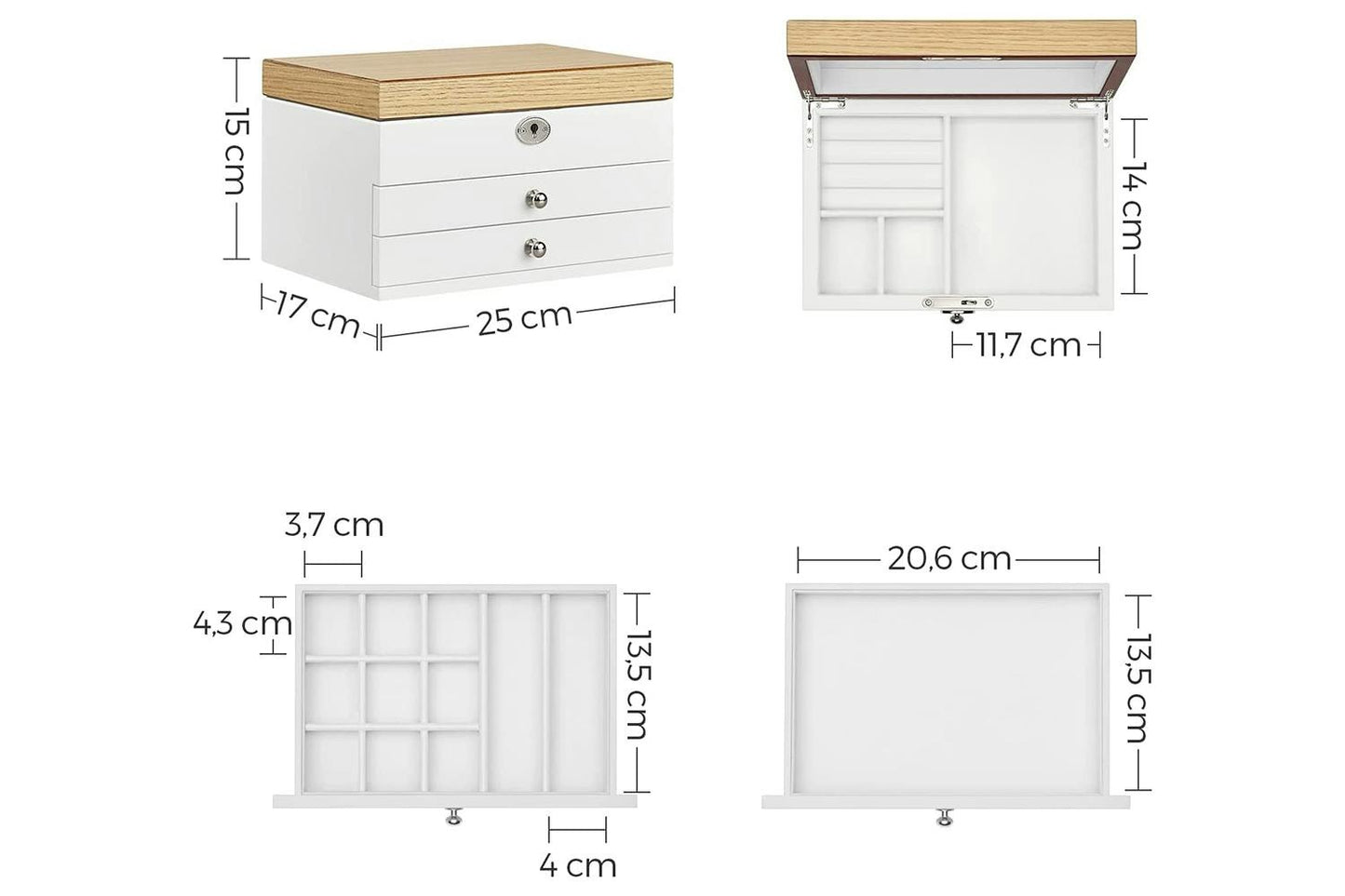 Songmics Wooden Jewelry Box JOW15WNV1