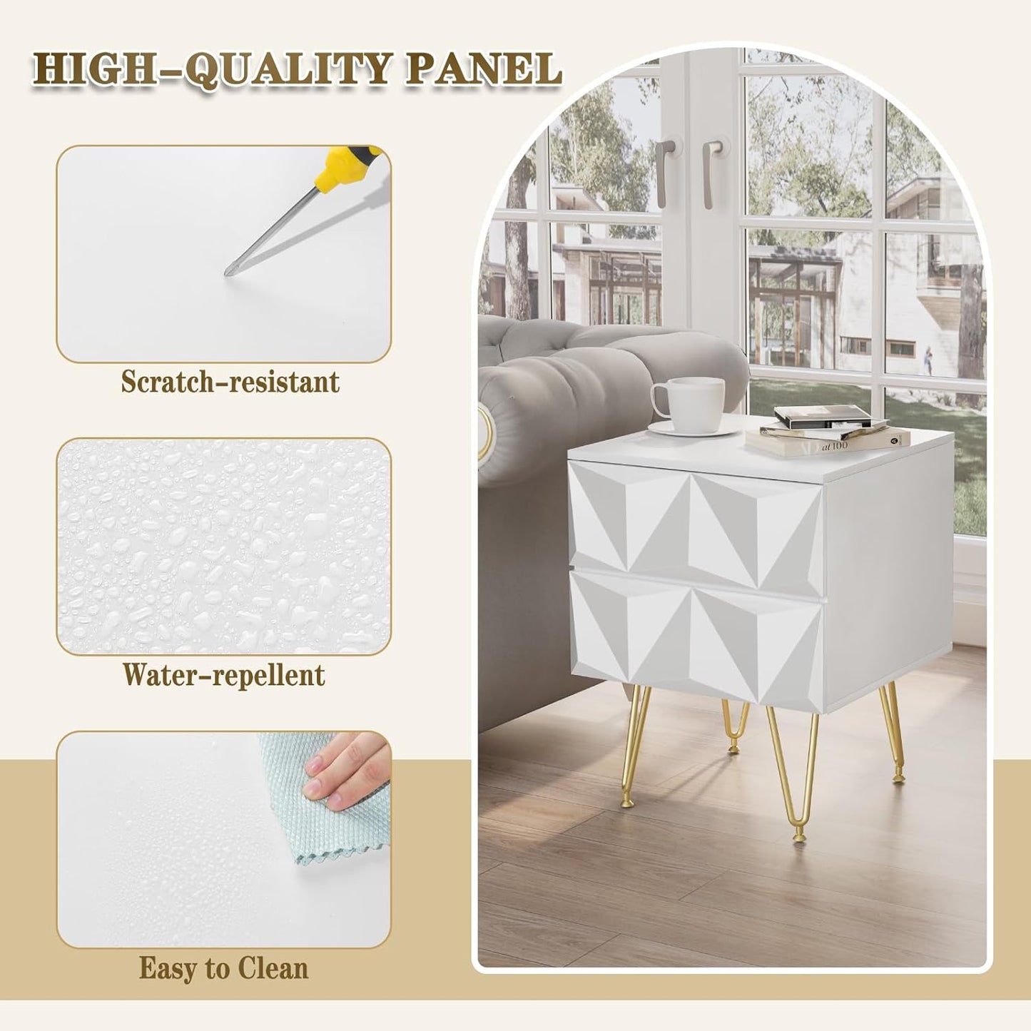 EUGAD Bedside Table with 2 Drawers