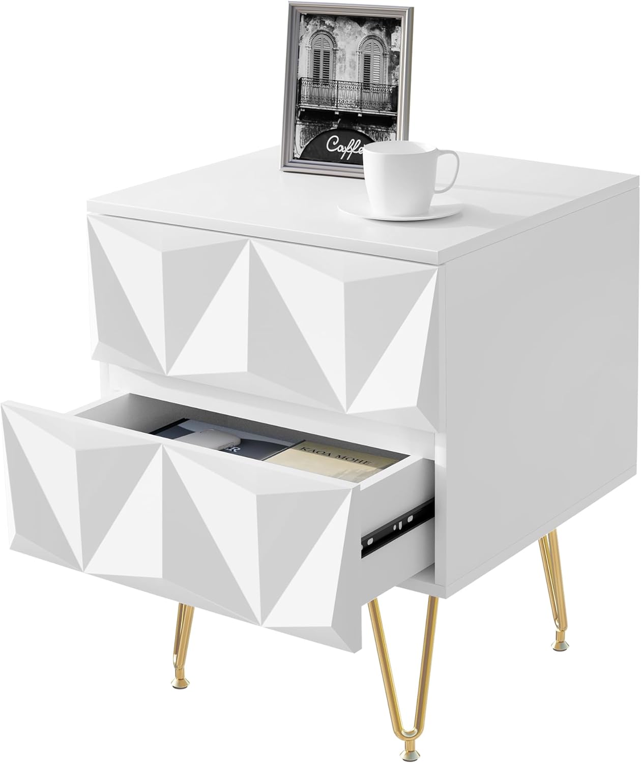 EUGAD Bedside Table with 2 Drawers