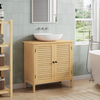 EUGAD Bamboo Bathroom Vanity Cabinet with 2 Doors