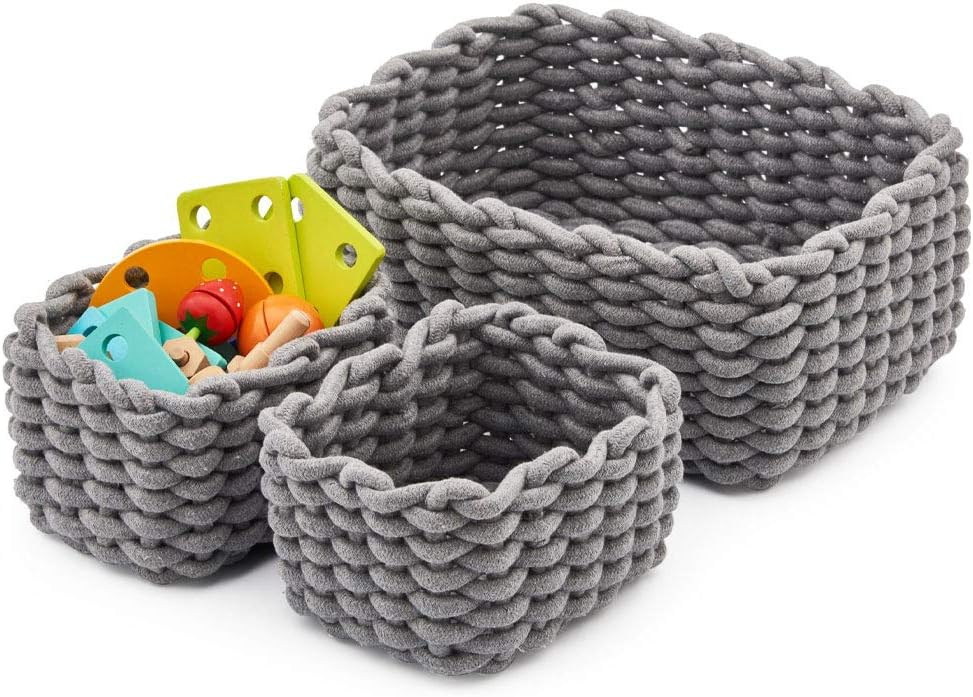 Set of 3 Cotton Rope Basket