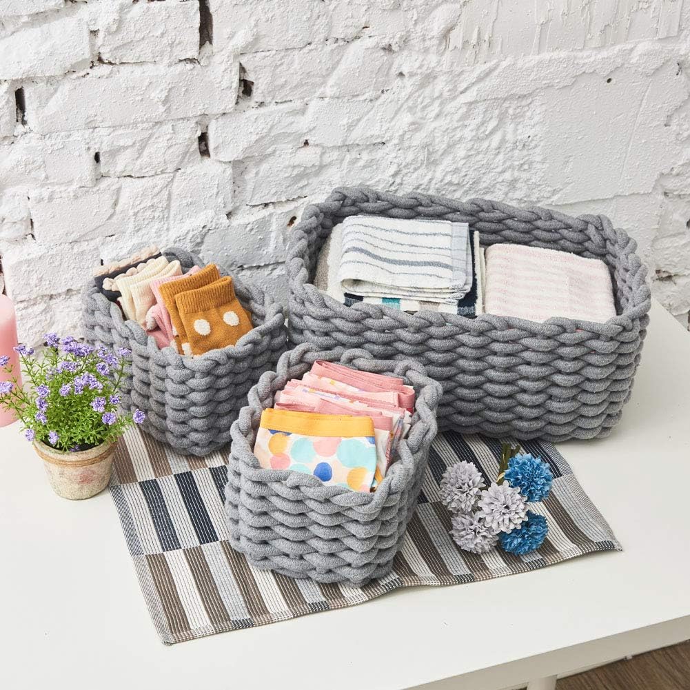 Set of 3 Cotton Rope Basket