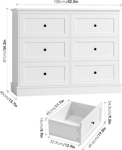 Bedroom Dresser Storage Cabinet with 6 Drawers