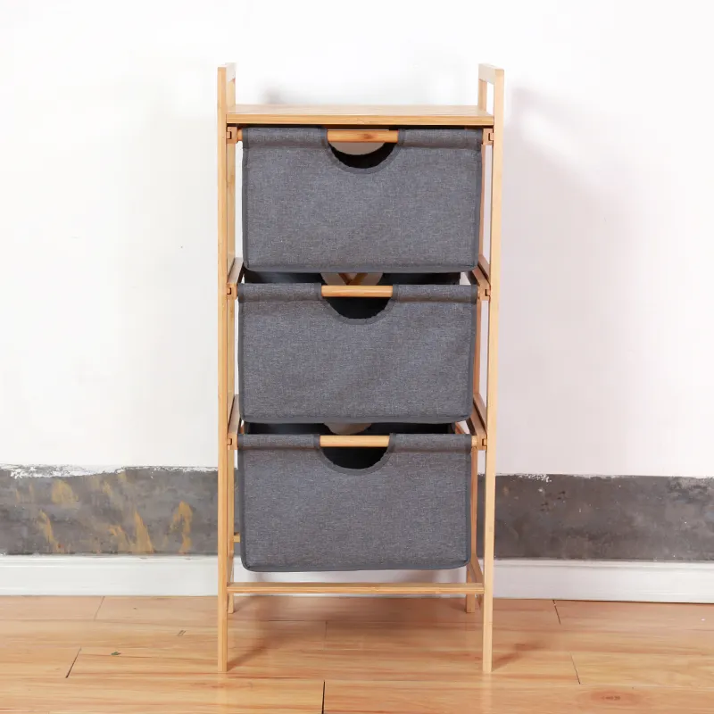 Bamboo SHELF UNIT WITH 3 DRAWERS