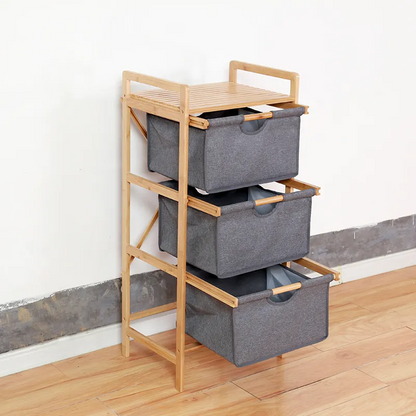 Bamboo SHELF UNIT WITH 3 DRAWERS