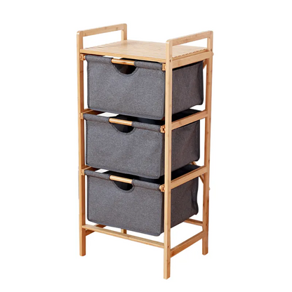 Bamboo SHELF UNIT WITH 3 DRAWERS