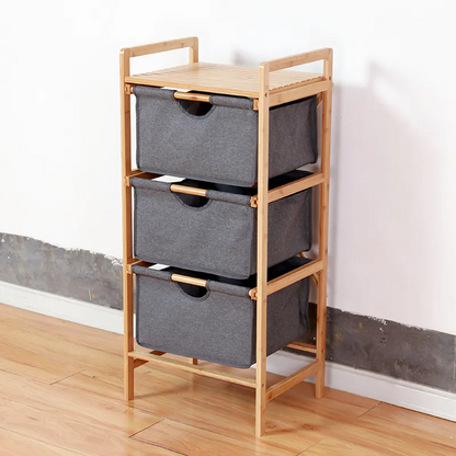 Bamboo SHELF UNIT WITH 3 DRAWERS