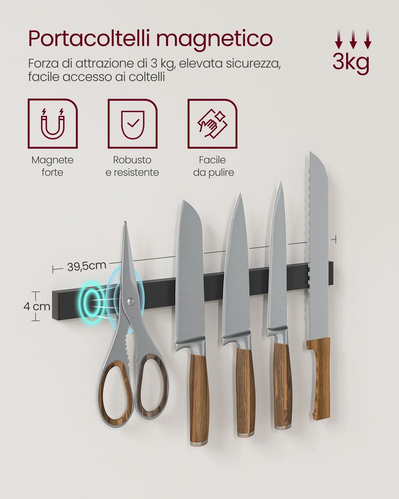 VASAGLE Kitchen Shelf with Magnetic Knife Holder