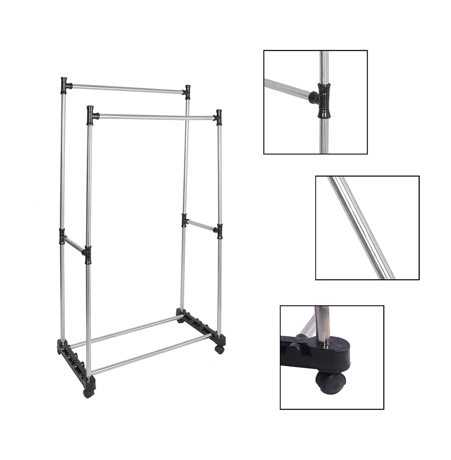 Double Pole Adjustable Clothes Rack