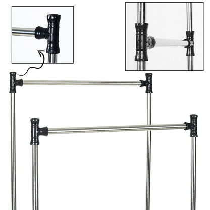 Double Pole Adjustable Clothes Rack