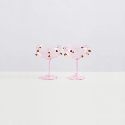 Pomponette Champagne Coupes Set of 6