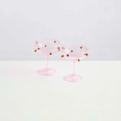 Pomponette Champagne Coupes Set of 6
