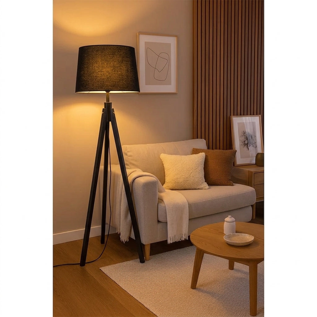Scandinavian Wooden Tripod Floor Lamp