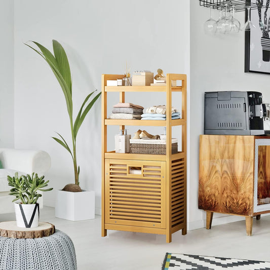 Bamboo Laundry Hamper Basket with Liner Bag Storage